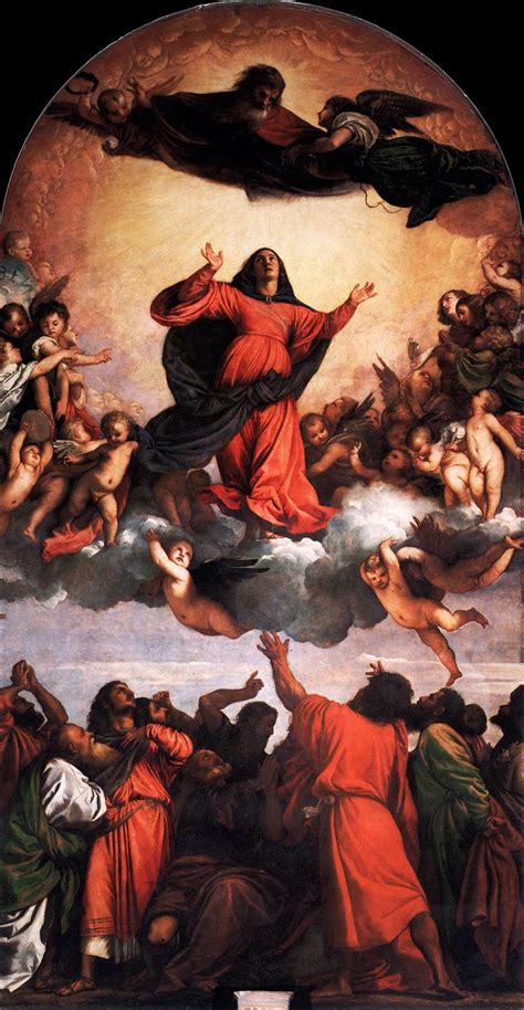 dipinto dell'Assunta di Tiziano con i tre registri