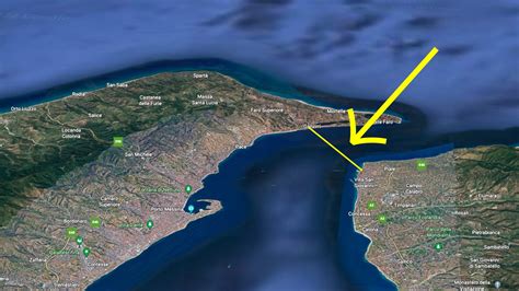 Mappa topografica dello Stretto di Messina con evidenziata la valle del torrente Camaro