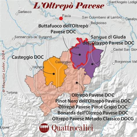 Mappa geologica e viticola della zona dell'Oltrepò Pavese