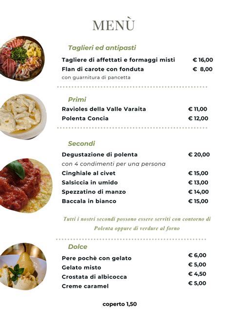 Infografica sulla struttura di un menù italiano