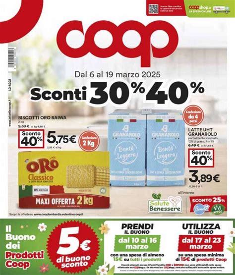 Rappresentazione grafica di un volantino Coop con offerte in evidenza su prodotti alimentari