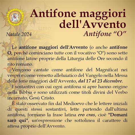 Illustrazione delle Antifone Maggiori con i rispettivi titoli messianici