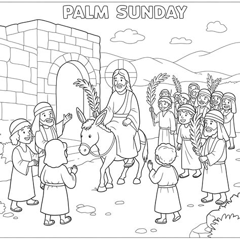 disegno della Domenica delle Palme con rami d'ulivo da colorare