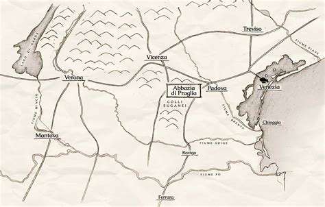 Mappa storica dell'area di Praglia con le proprietà monastiche