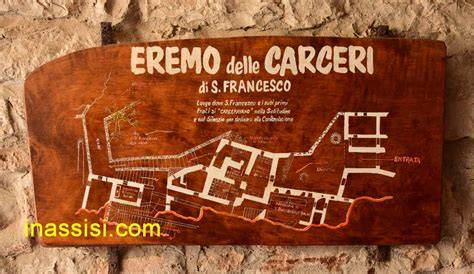 Mappa del Monte Subasio con l'ubicazione dell'Eremo delle Carceri