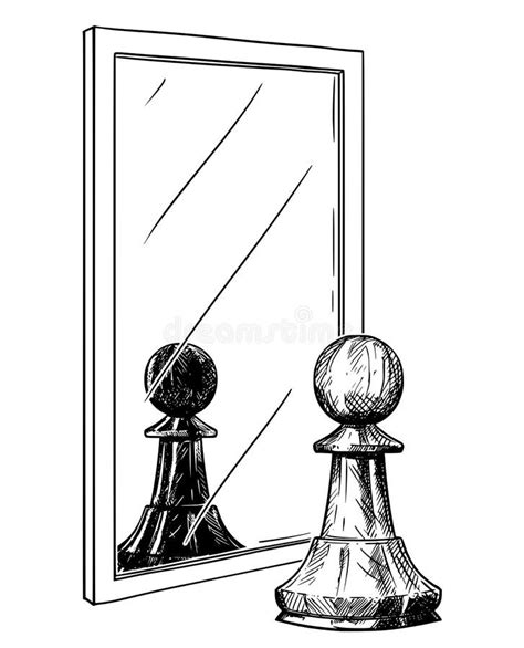 Disegno concettuale: Due specchi contrapposti, uno che riflette buio e male, l'altro luce e bene, con al centro una figura stilizzata di Gesù che connette i due