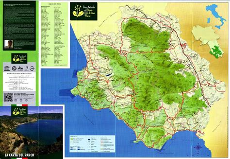 Mappa turistica del Parco Nazionale del Cilento con punti di interesse