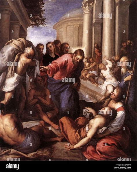 Illustrazione della guarigione del paralitico attraverso il tetto in una casa ebraica