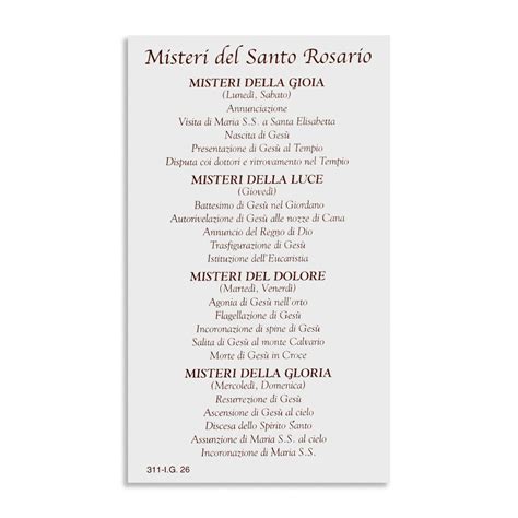 Infografica sulla struttura del Santo Rosario con i diversi misteri