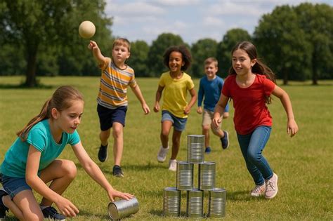 Bambini che giocano a un gioco di squadra all'aperto nel prato di Morimondo
