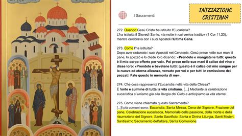 Schema che illustra l'Eucaristia come fonte e culmine della vita cristiana e il suo legame con gli altri sacramenti