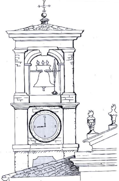 Dettagliate incisioni o disegni del campanile e delle campane storiche