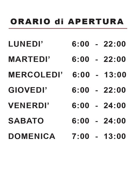 Infografica con gli orari di apertura del museo