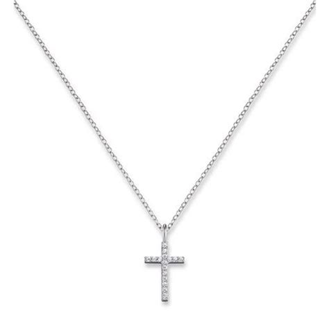 Collana con croce in oro bianco e diamanti