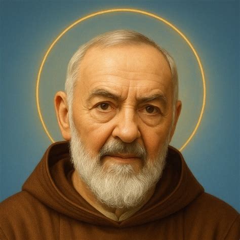 Ritratto di Padre Pio in preghiera, con luce calda e accogliente