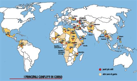 Mappa delle zone di conflitto nel mondo