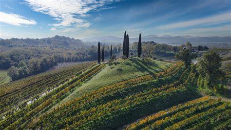 Veduta panoramica dell'Abbazia di Rosazzo tra i vigneti del Friuli