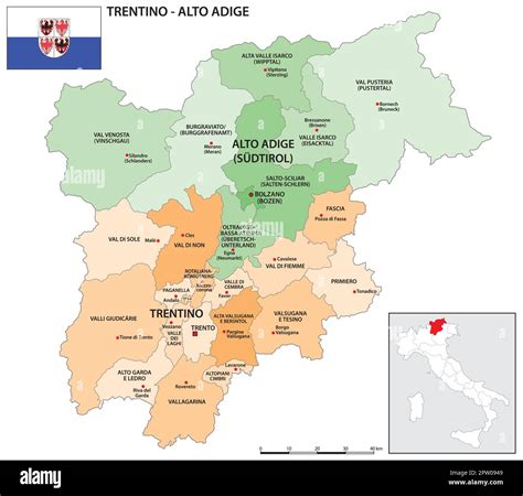 Mappa storica dell'Alto Adige-Südtirol con evidenziate le località di Merano e Arco