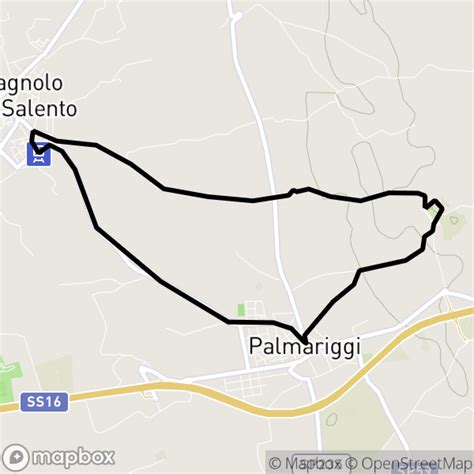 Mappa del percorso in bicicletta per raggiungere Montevergine in Salento