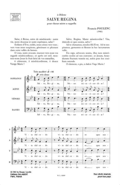 Partitura del Salve Regina di Poulenc