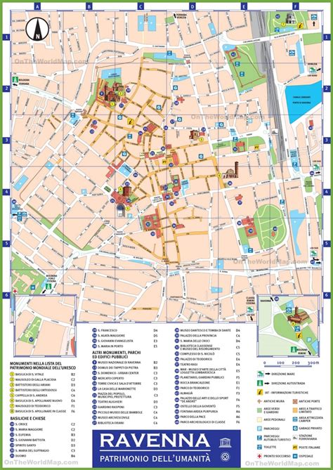 mappa di Ravenna con indicazione delle principali chiese menzionate