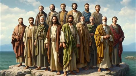 illustrazione di apostoli che scrivono o riflettono insieme su un testo antico, oppure una rappresentazione stilizzata dei concili di Nicea e Costantinopoli