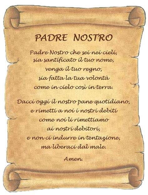 Schema che illustra le sette petizioni del Padre Nostro