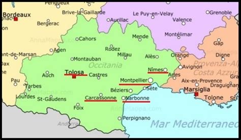Mappa storica della Linguadoca e dei territori catari