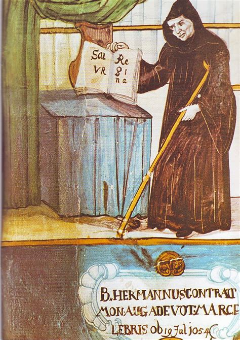 Ritratto di Ermanno il Contratto (Hermannus Contractus) in un manoscritto medievale