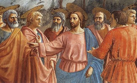 Illustrazione del Vangelo con Gesù che insegna ai discepoli sulla ricchezza