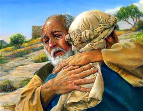 Illustrazione del Figliol Prodigo che ritorna dal padre, simbolo di perdono e accoglienza.