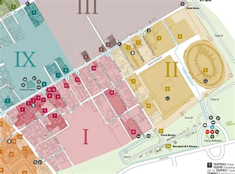 Mappa schematica dell'insula 6, Regio I di Pompei, con evidenziata la posizione della Casa dei Ceii