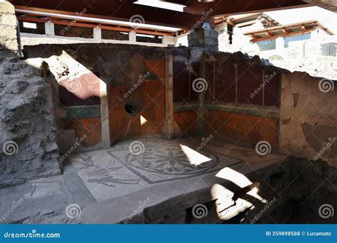 Vista interna dell'atrio della Casa dei Ceii con l'impluvio in primo piano
