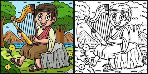 illustrazione di David che suona l'arpa o un'immagine gioiosa di celebrazione religiosa