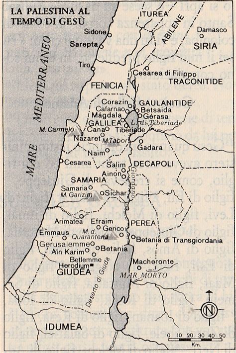 Mappa della Palestina al tempo di Gesù