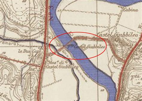 Mappa o schema della zona della Diga di Castel Giubileo con indicazione del percorso stradale