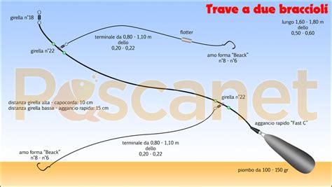 Schema di montaggio terminale da carpfishing per acque correnti