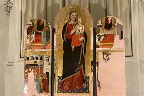 Dettaglio della pala d'altare raffigurante l'Allegoria della Madonna del Latte