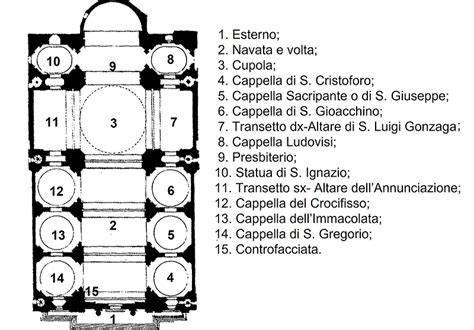 Pianta della Chiesa del Gesù con indicazioni delle cappelle principali