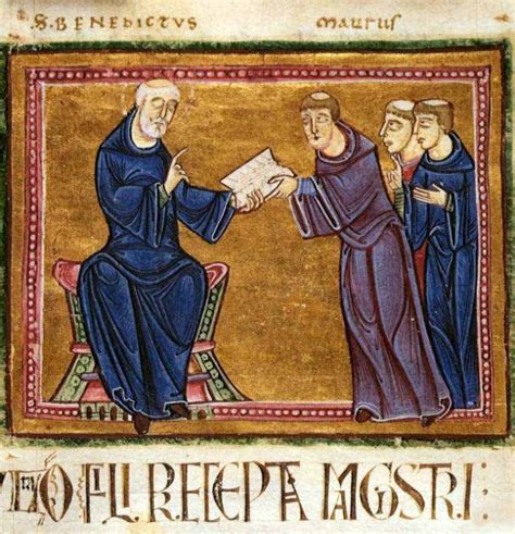 Miniatura medievale raffigurante Sant'Agostino mentre scrive o insegna la sua Regola