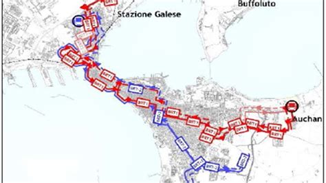 Schema delle linee BRT rossa e verde a Japigia
