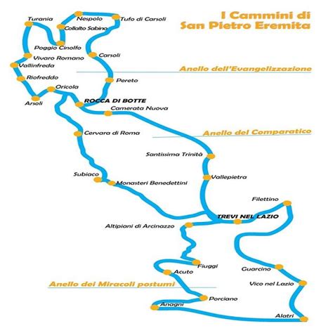 Mappa del Cammino di San Pietro Eremita tra Lazio e Abruzzo