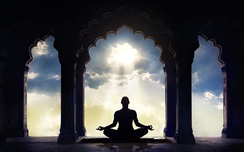 Illustrazione di Anacleto in meditazione in un tempio buddista.