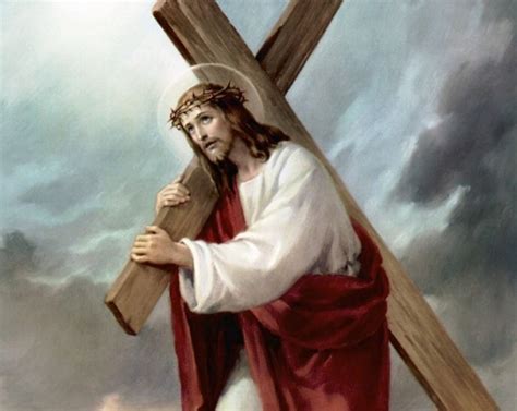 Raffigurazione della Via Crucis con Gesù che porta la croce