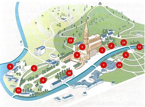 Mappa del Santuario di Nostra Signora di Lourdes con punti di interesse