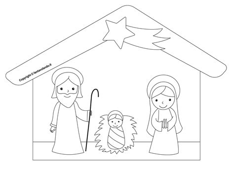 Disegno di un presepe stilizzato da colorare