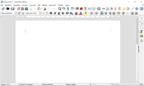 Schermata iniziale di LibreOffice Writer, con opzione per nuovi documenti e modelli