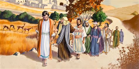 Gesù in viaggio verso Gerusalemme, illustrazione biblica