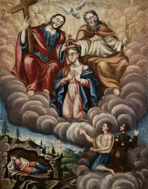 Illustrazione della Trinità e della Vergine Maria