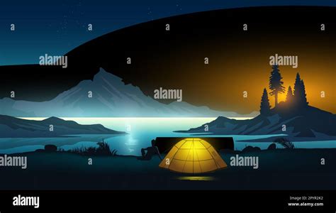 illustrazione di una messa all'aperto in un paesaggio naturale
